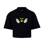 Barrow Kids T-Shirt Nera con Motivo Ali per Bambine