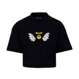 Barrow Kids T-Shirt Nera con Motivo Ali per Bambine