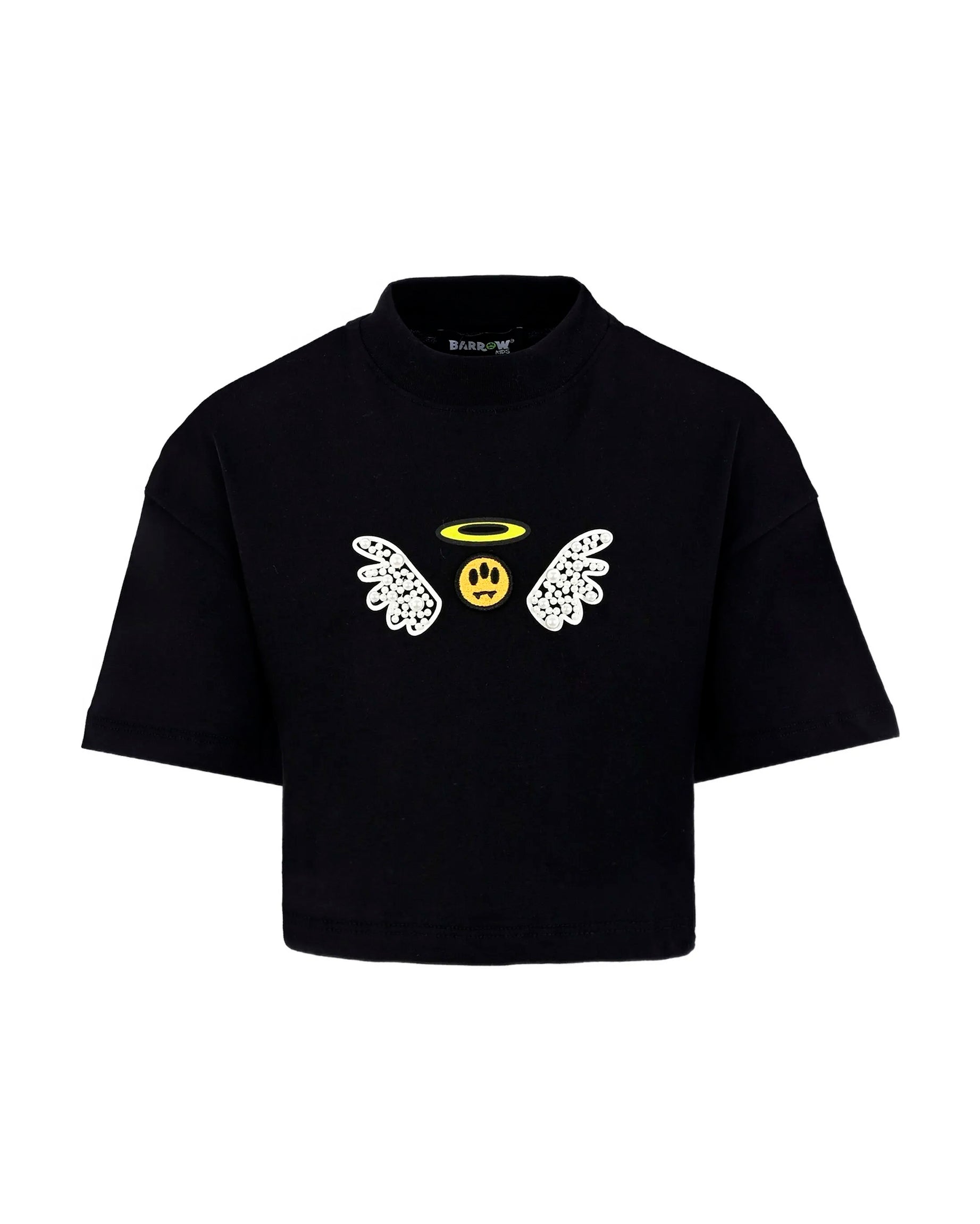 Barrow Kids T-Shirt Nera con Motivo Ali per Bambine