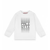 Paciotti Kids T-Shirt Bianca a Maniche Lunghe  con Stampa Effetto Sbiadito per Neonati