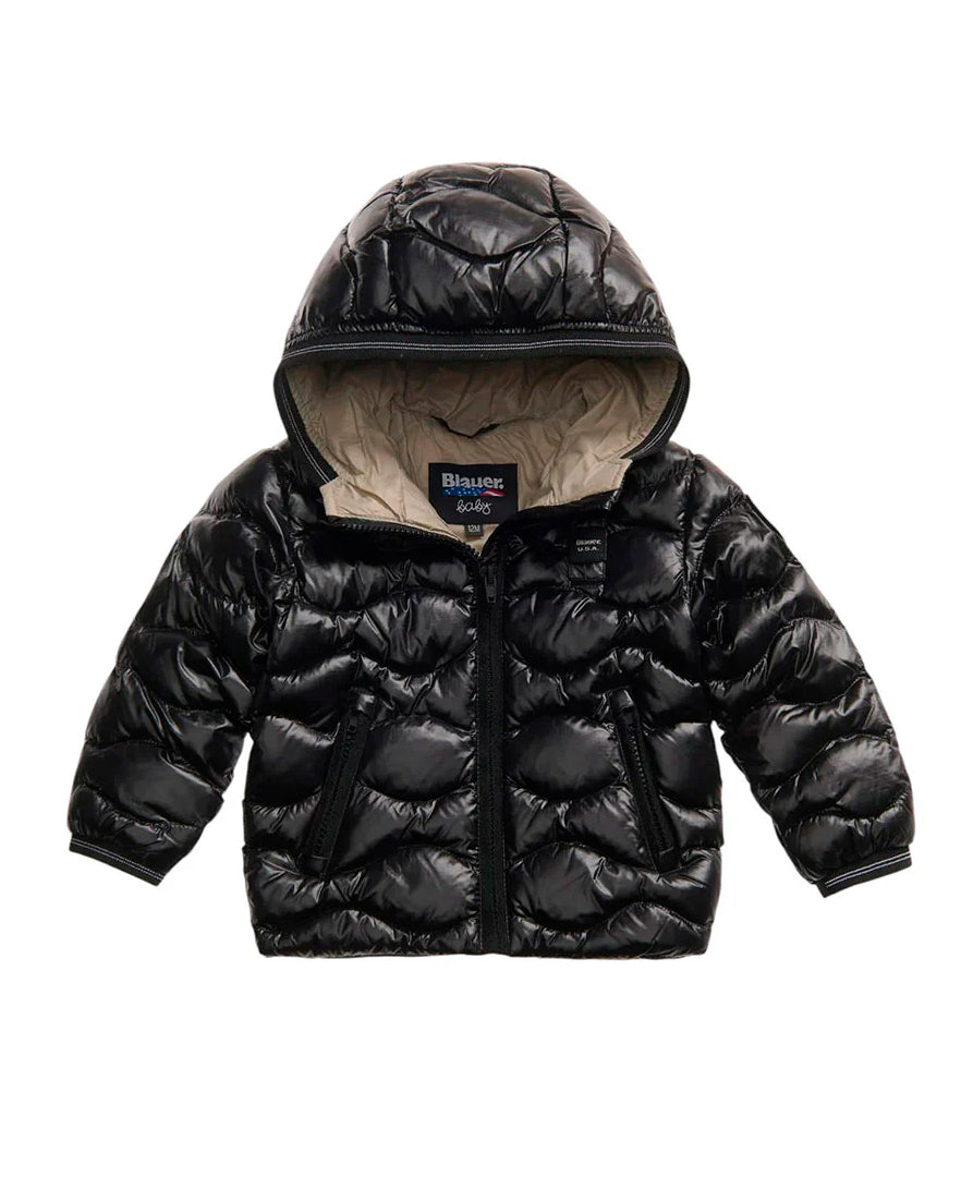 Blauer Kids Giubbino con Cappuccio Nero/Beige Unisex Blauer Bryant per Neonati