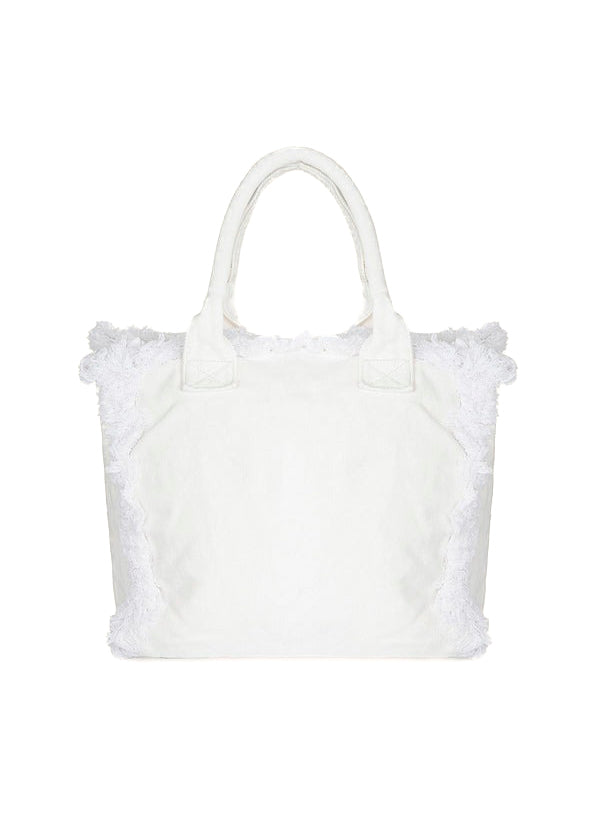 EffeK Borsa Mare con Logo Bianca per Bambine