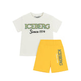 Iceberg Kids T-shirt Bianca con Short Giallo per Neonati