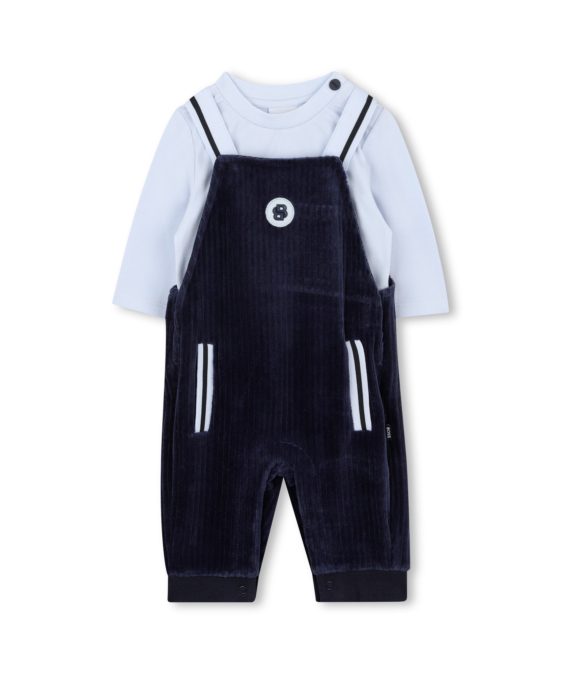 Boss Kids Salopette a Costine + T-shirt Navy per Neonati