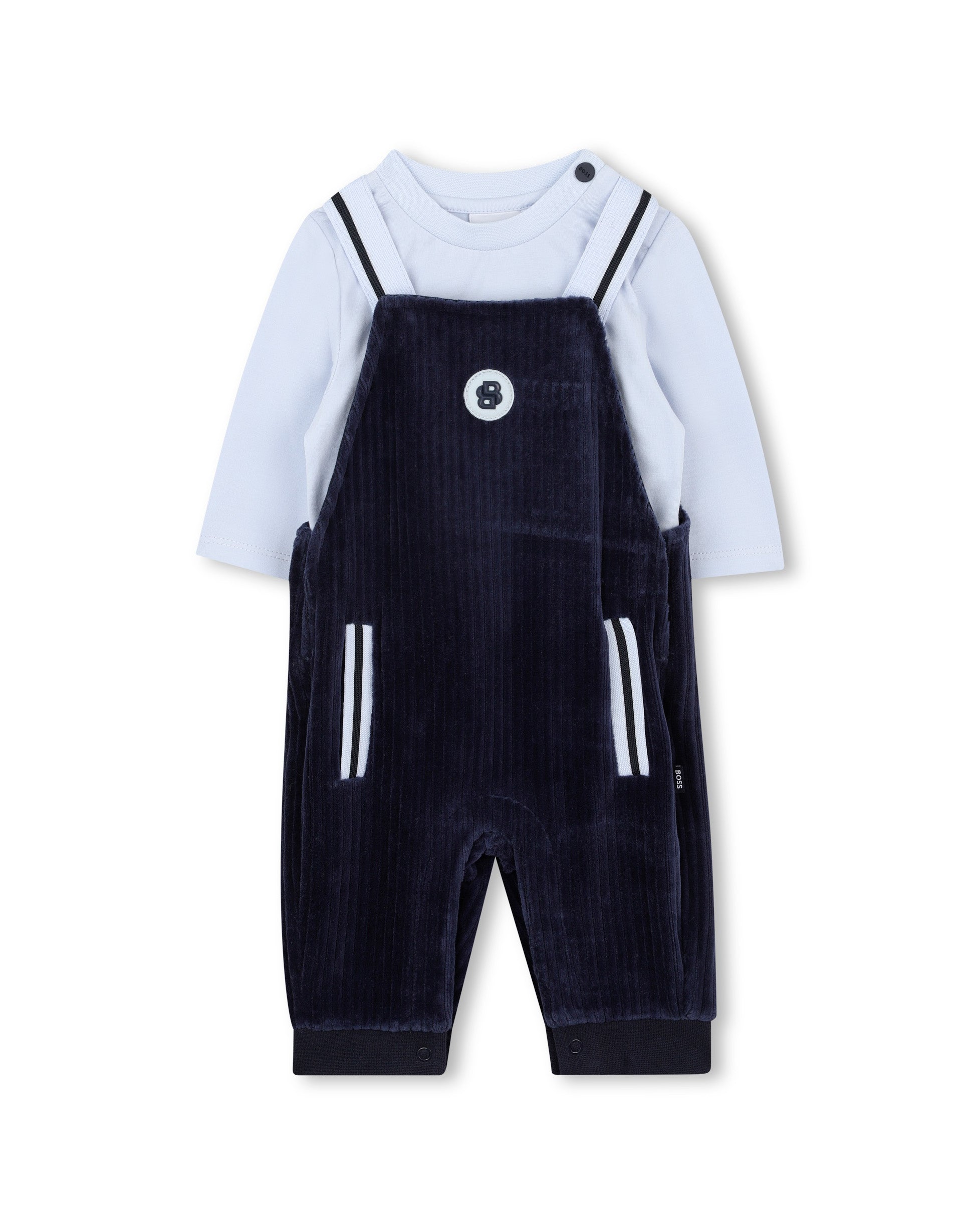Boss Kids Salopette a Costine + T-shirt Navy per Neonati