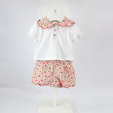 Deolinda T-shirt Bianca con Shorts Cherry per Neonate