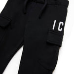 Dsquared2 Kids Pantaloni in Tuta Neri con Stampa per Neonati (dettaglio)