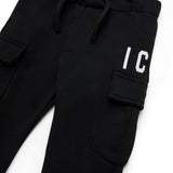 Dsquared2 Kids Pantaloni in Tuta Neri con Stampa per Neonati (dettaglio)