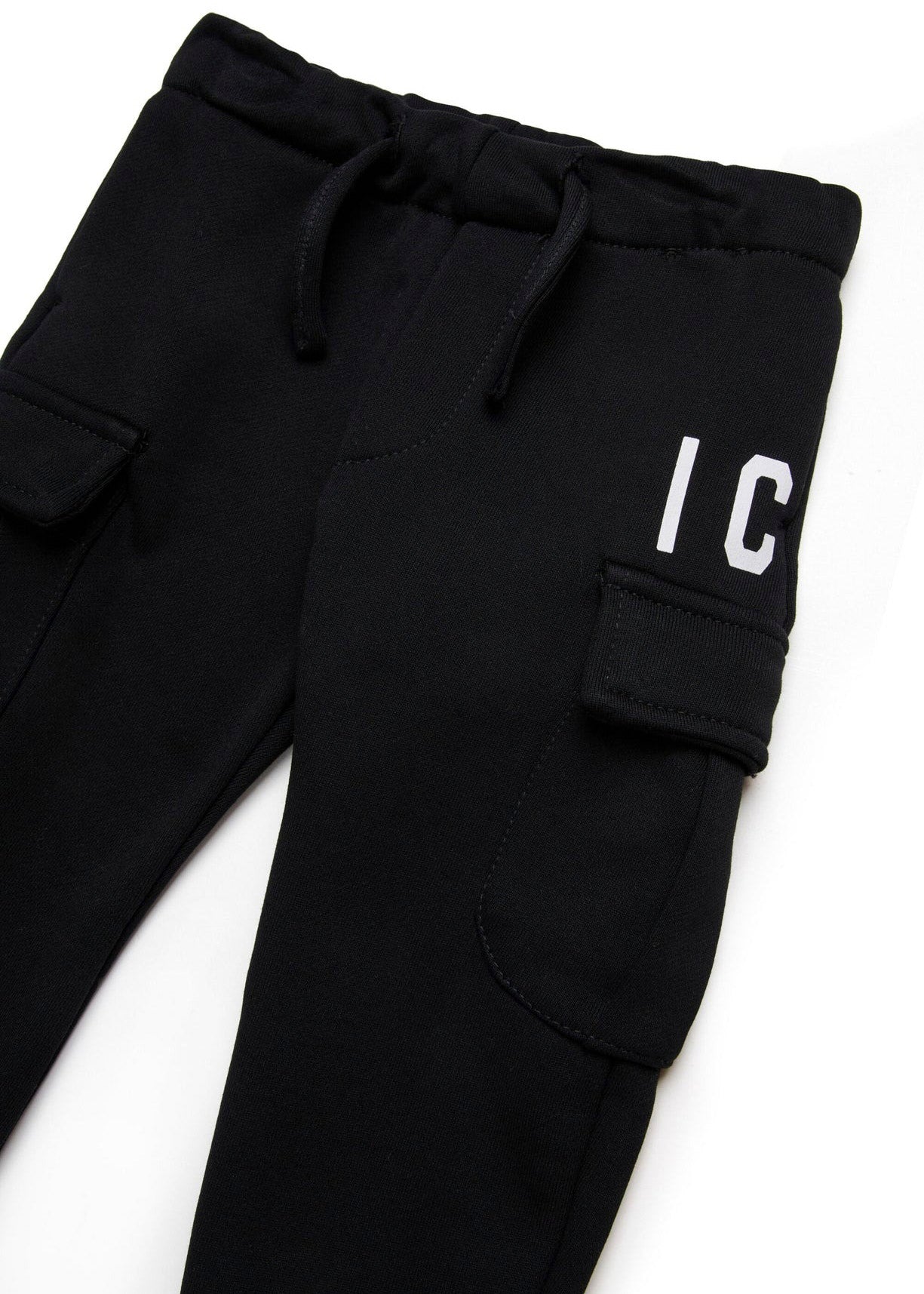 Dsquared2 Kids Pantaloni in Tuta Neri con Stampa per Neonati (dettaglio)