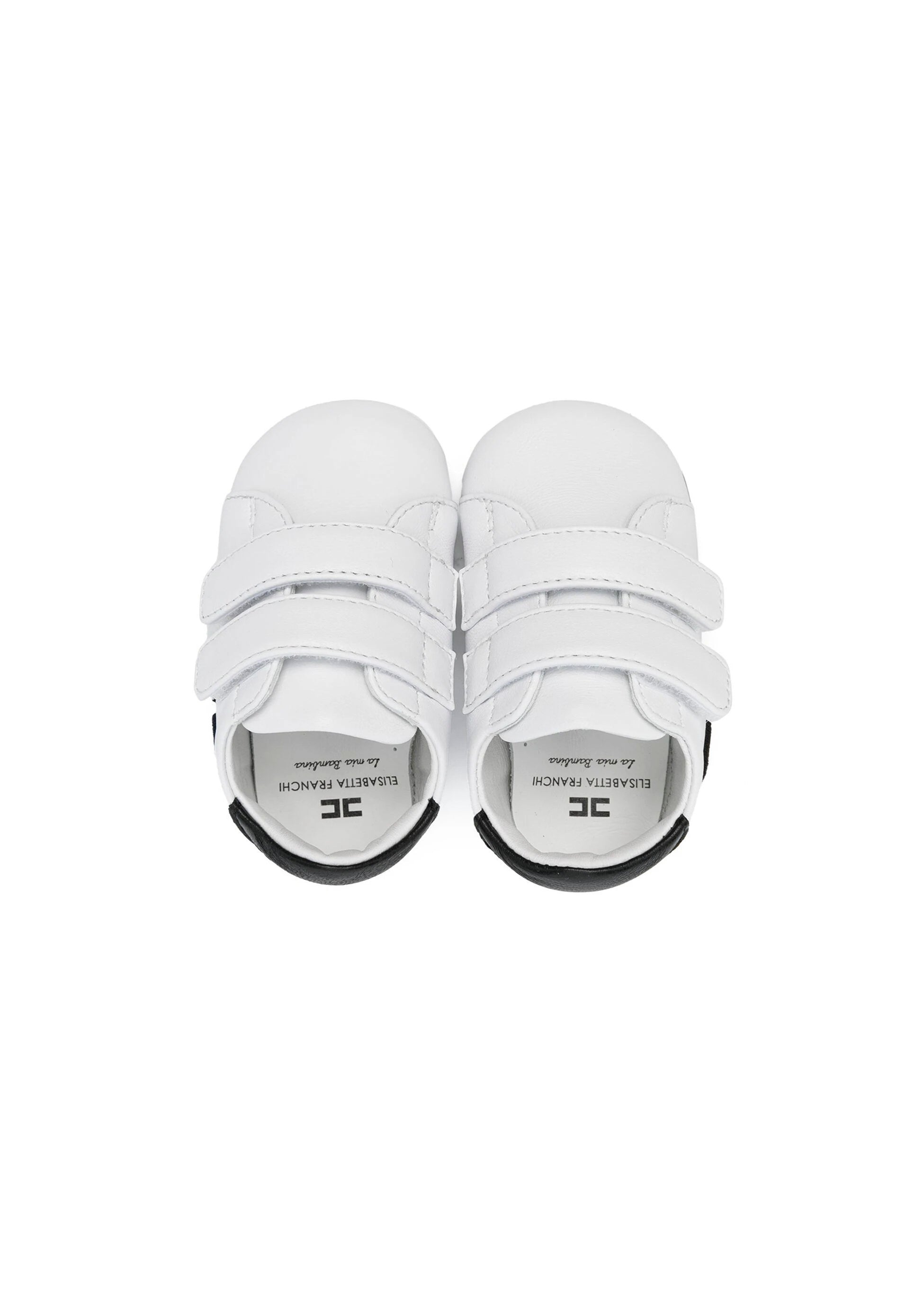 Elisabetta Franchi La Mia Bambina Scarpine Primi Passi Bianco/Nero con Logo Ricamato Florence Kids