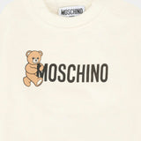 Moschino Kids Felpa Girocollo Panna con Logo per Neonati