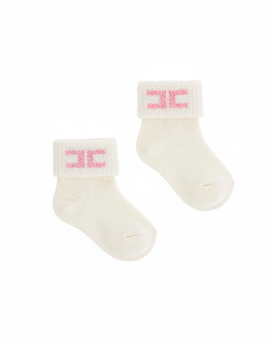 Elisabetta Franchi La Mia Bambina Calzini Avorio/rosa per Neonate