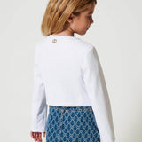 Twinset Kids Giubbino Bianco Ecopelle per Bambine (retro indossato)