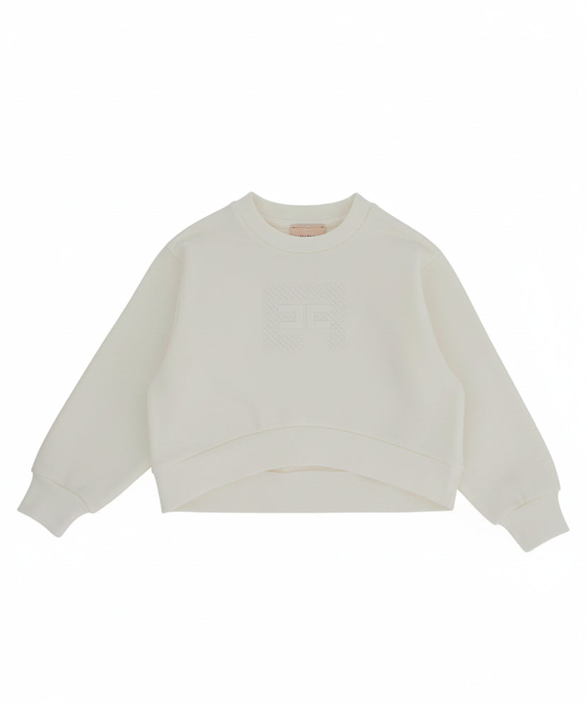 Elisabetta Franchi La Mia Bambina Felpa Girocollo Panna con Logo Centrale per Neonate