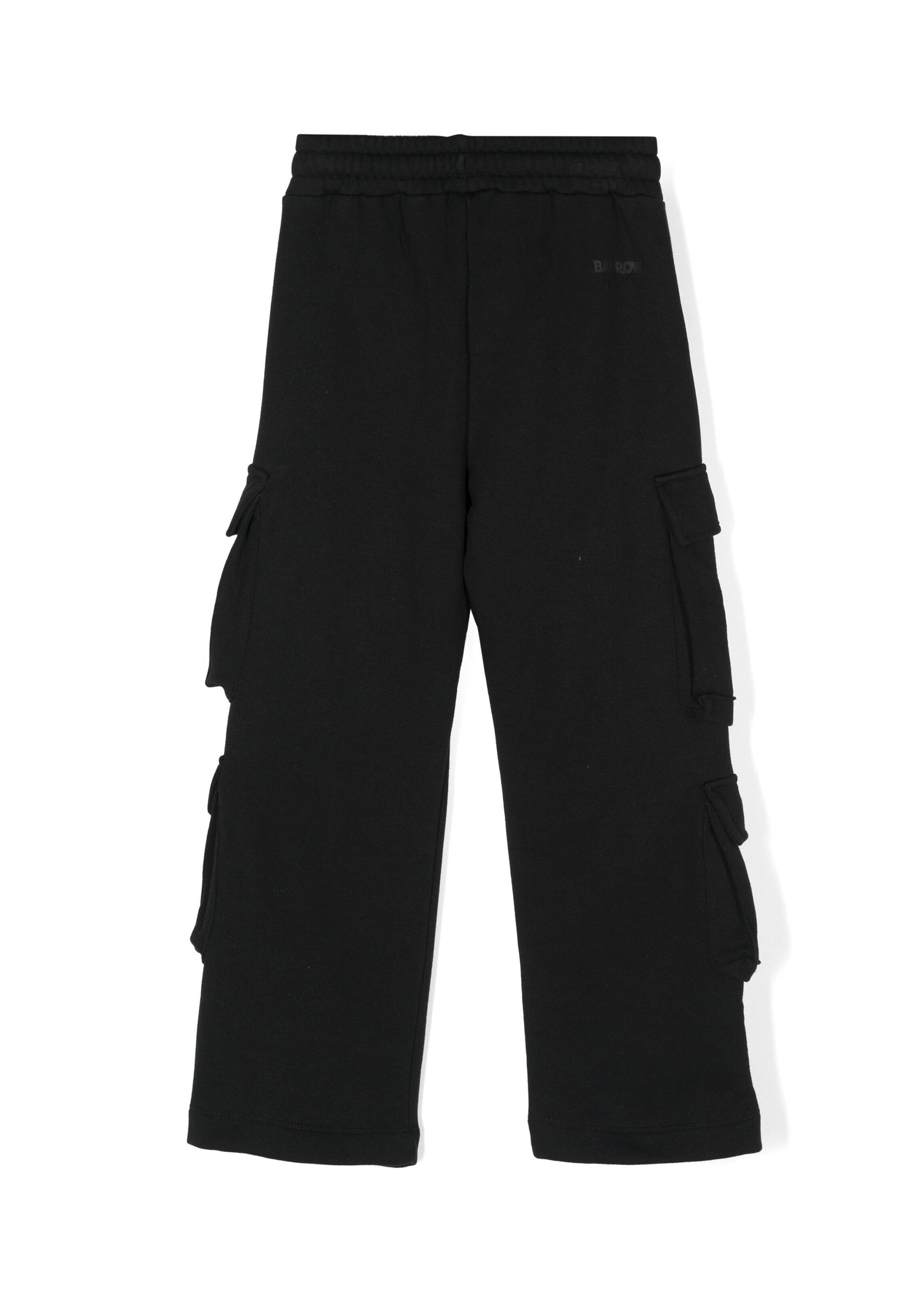 Barrow Kids Pantaloni Neri Stile Cargo con Logo per Bambi(retro)