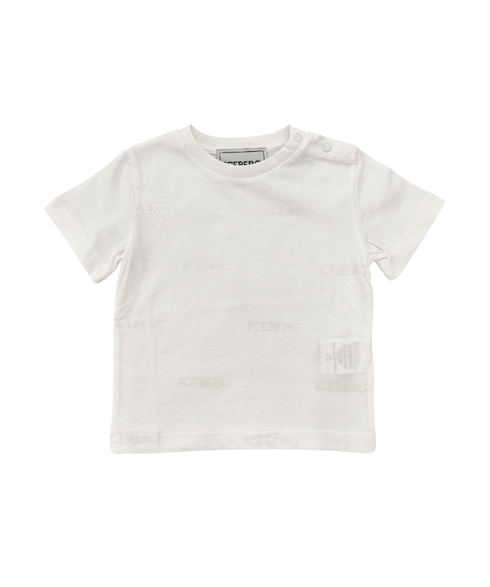Iceberg Kids T-Shirt Bianca con Logo All Over per Neonati