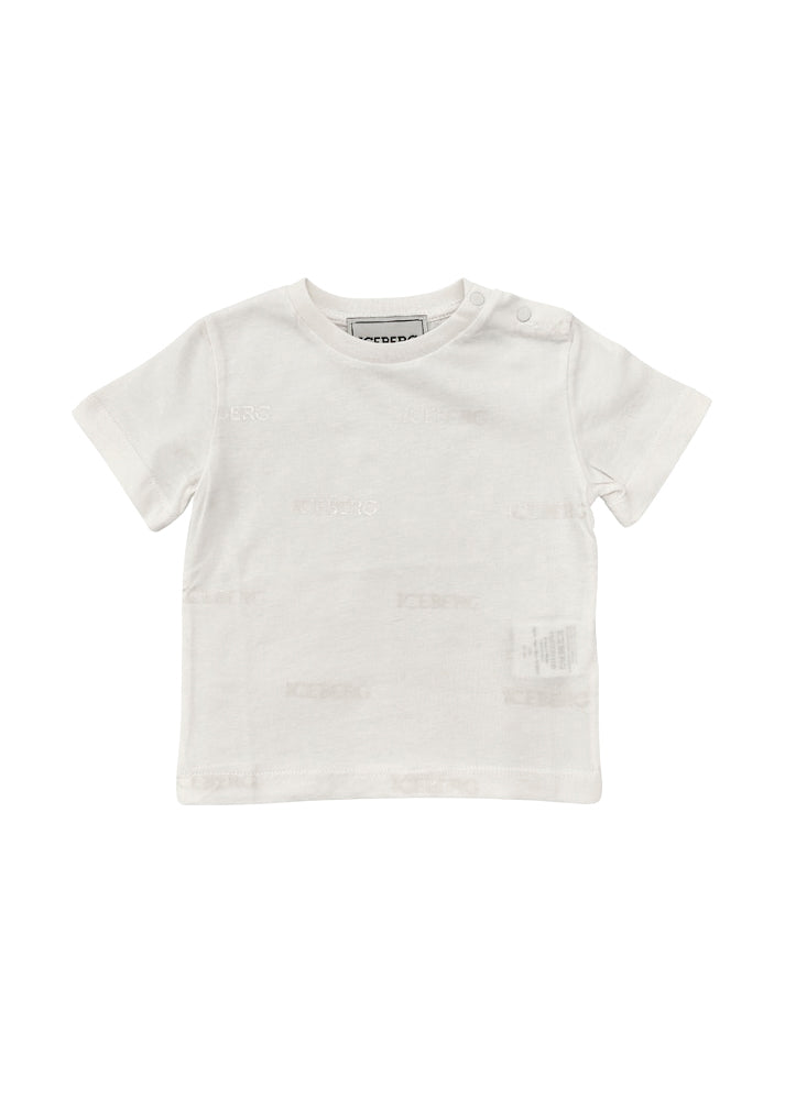 Iceberg Kids T-Shirt Bianca con Logo All Over per Neonati