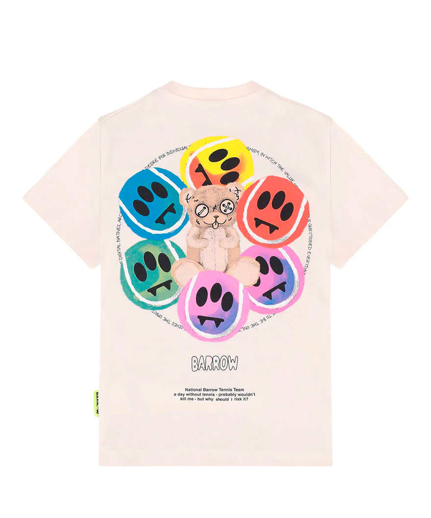 Barrow Kids T-Shirt Crema con Stampa Retro Multicolor per Bambini