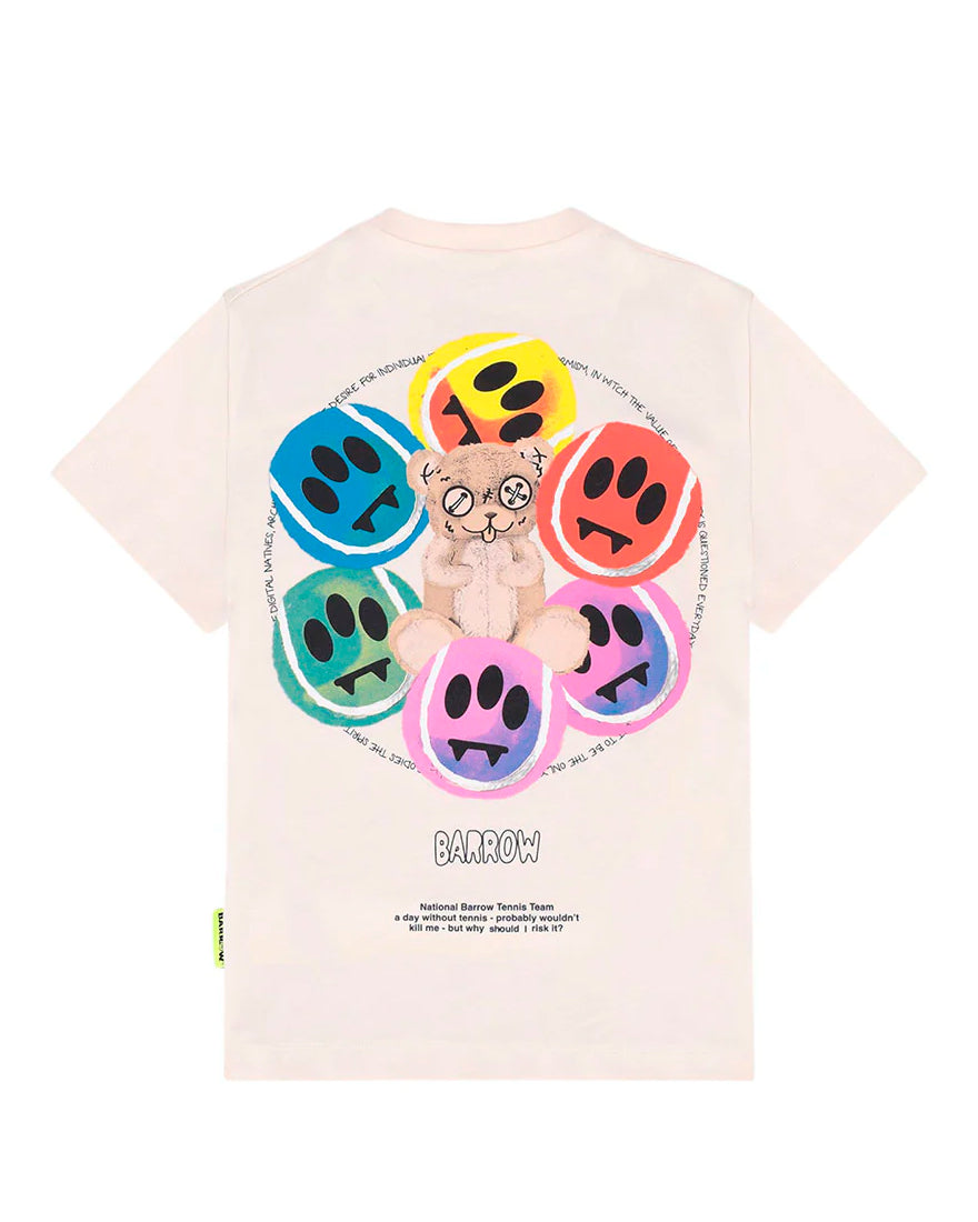 Barrow Kids T-Shirt Crema con Stampa Retro Multicolor per Bambini
