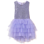 Twinset Kids Abito Viola con Tulle e Paillettes per Bambine