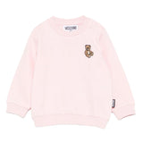 Moschino Kids Felpa Girocollo Rosa con Patch per Neonata