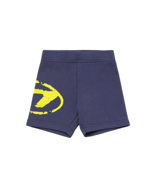 Diesel Kids Short Blu in Felpa con Logo per Neonati