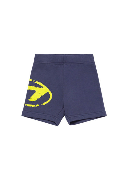 Diesel Kids Short Blu in Felpa con Logo per Neonati