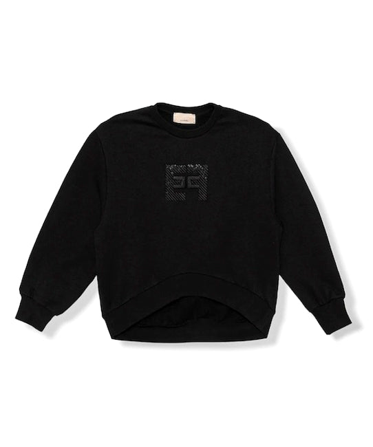 Elisabetta Franchi La Mia Bambina Felpa Nera Girocollo con Logo per Bambine