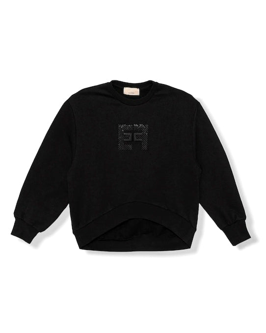 Elisabetta Franchi La Mia Bambina Felpa Nera Girocollo con Logo per Bambine