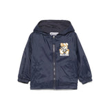Moschino Kids Navy Windbreaker with Toy Print for Newborns