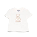 Moschino Kids T-shirt Panna con Ricamo Teddy per Neonati