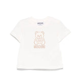 Moschino Kids T-shirt Panna con Ricamo Teddy per Neonati