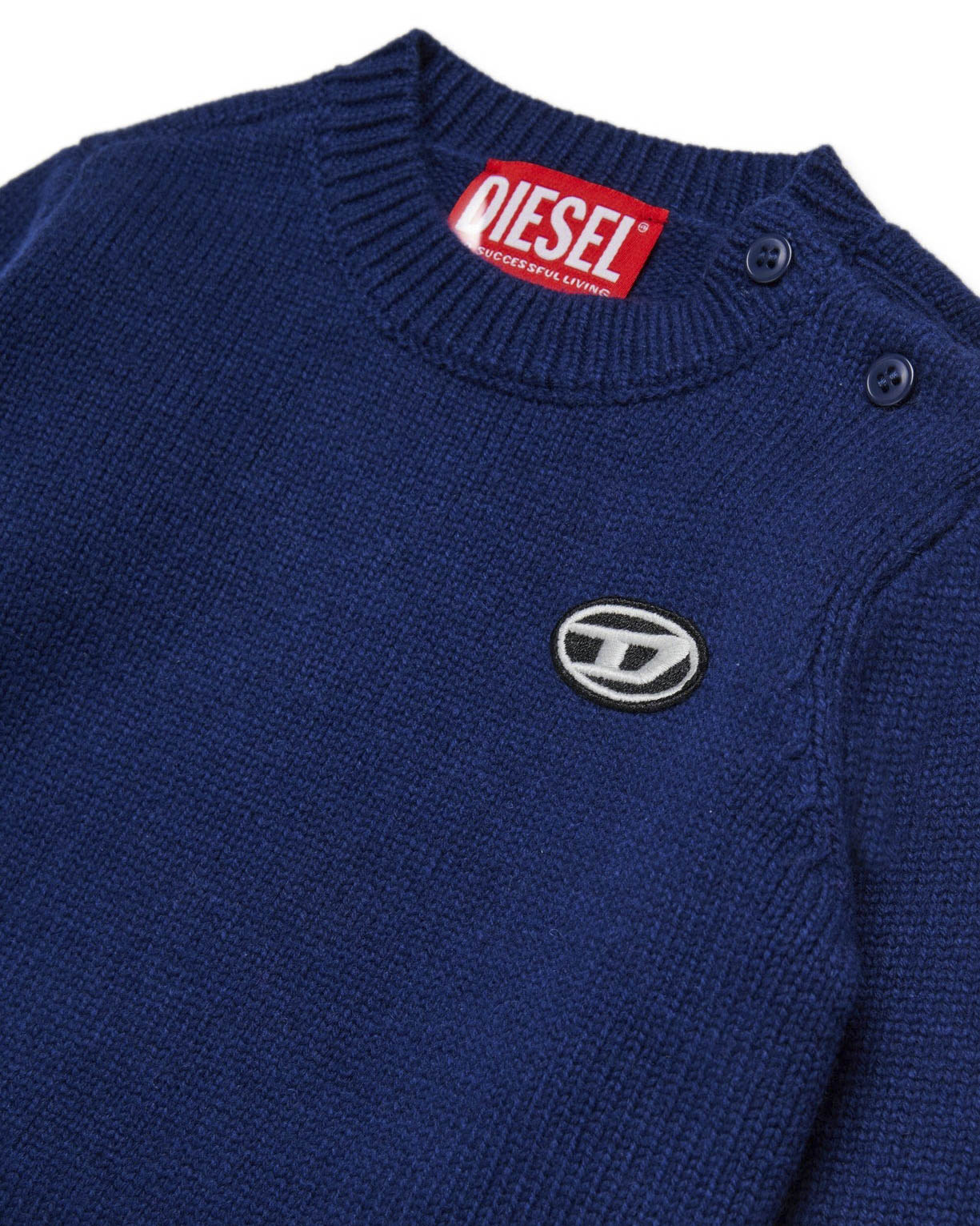 Diesel Kids Pullover Blu con Oval D per NeonatI
