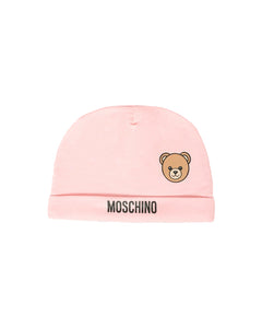 Moschino Kids Cappello Rosa con Logo per Neonate