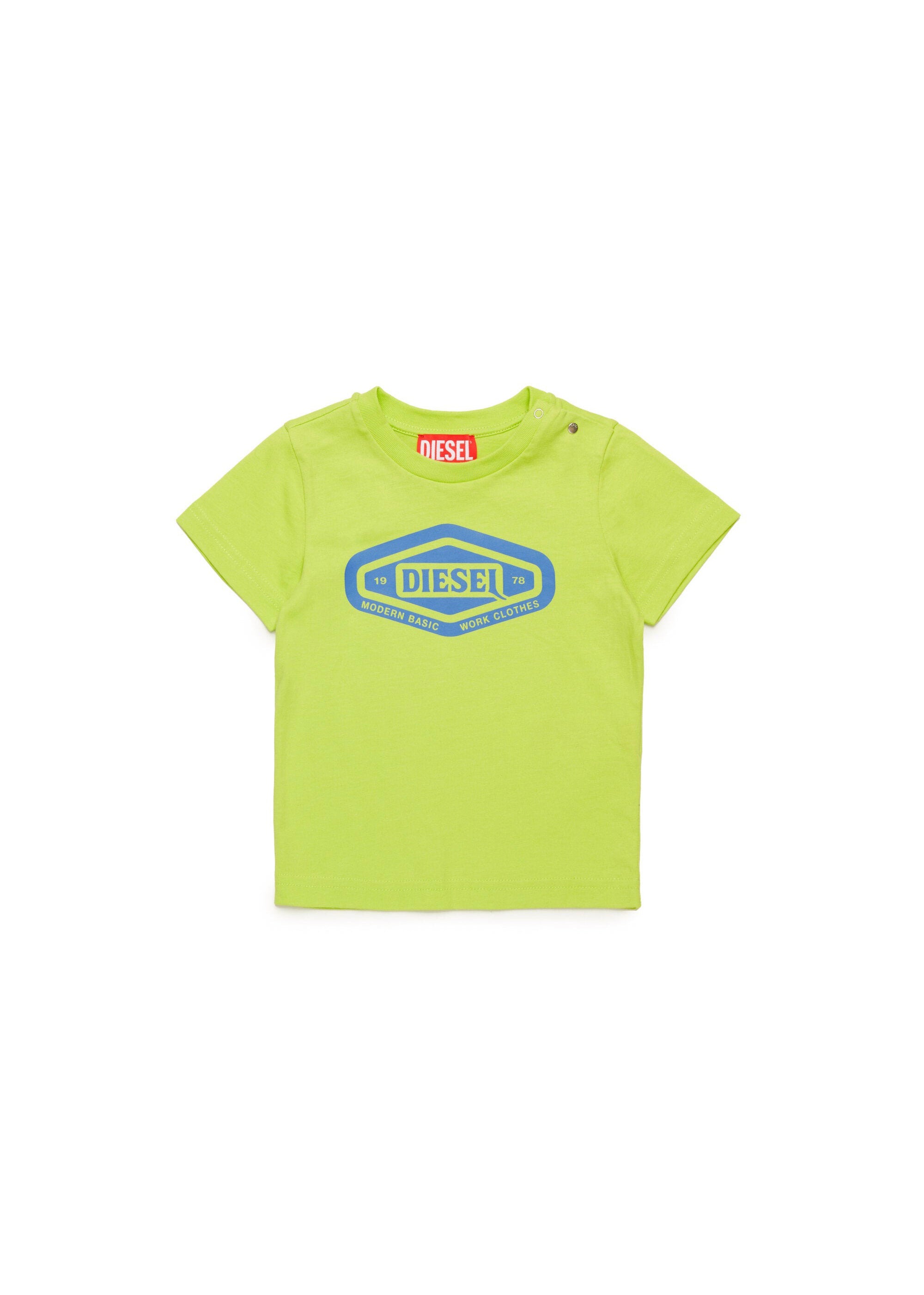 Diesel Kids T-Shirt Verde con Stampa 1978 per Neonati