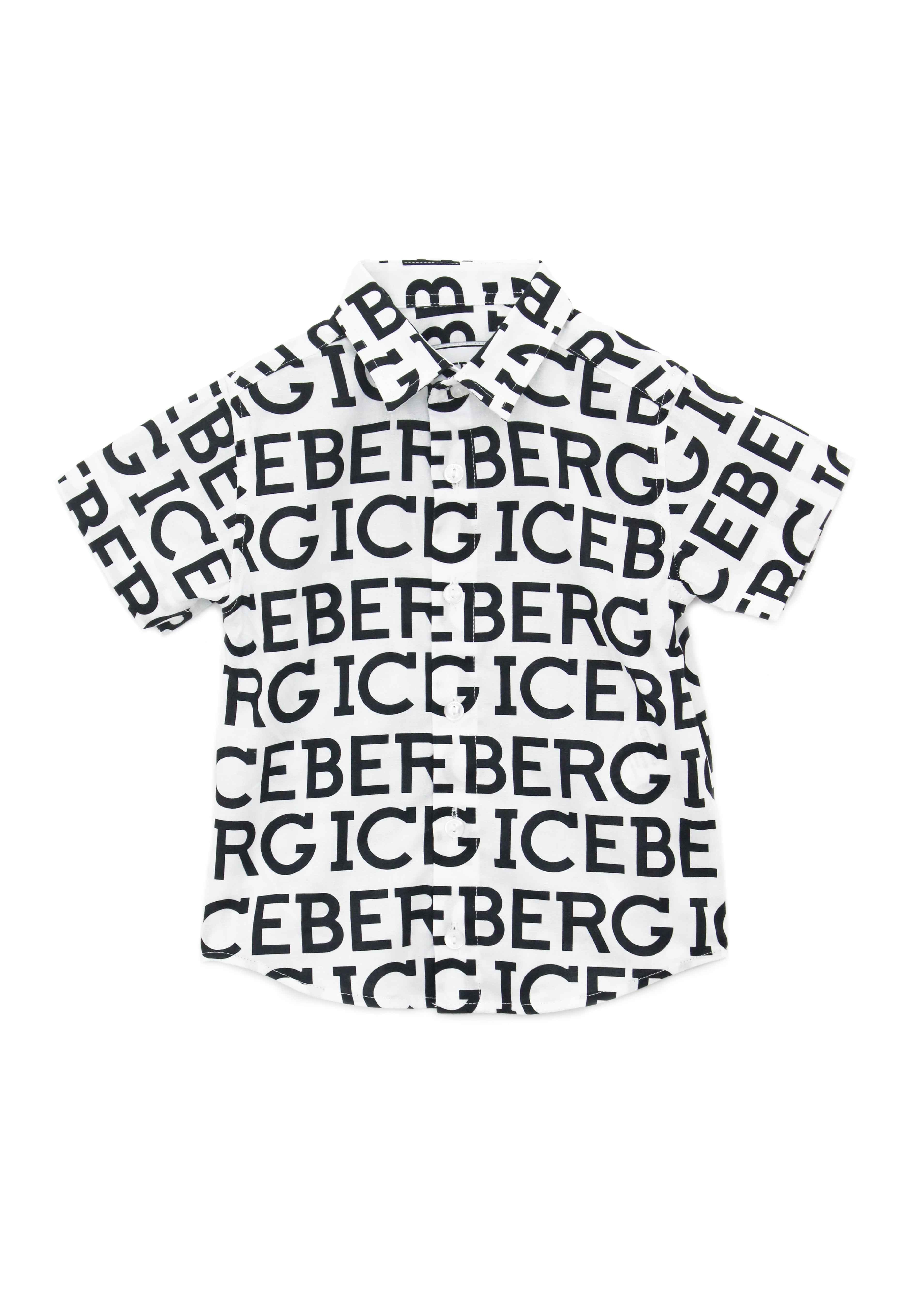Iceberg Kids Camicia con Logo Monogram Bianca per Neonati