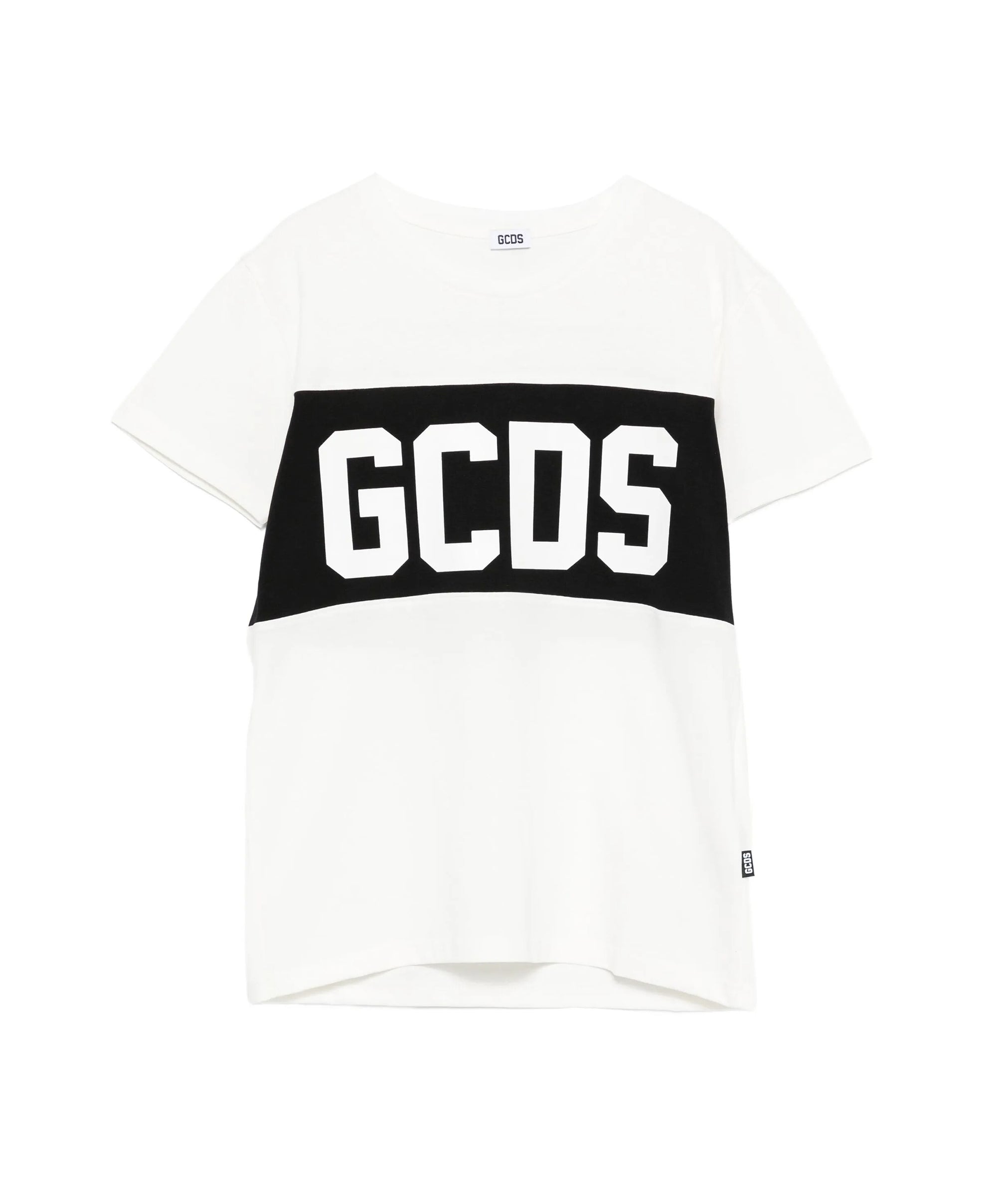 GCDS Kids T-shirt Bianca con Banda Logo