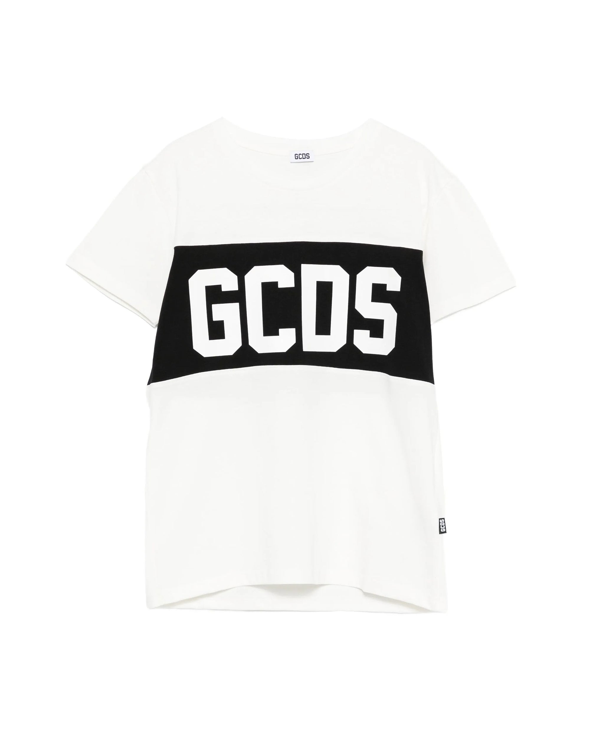 GCDS Kids T-shirt Bianca con Banda Logo