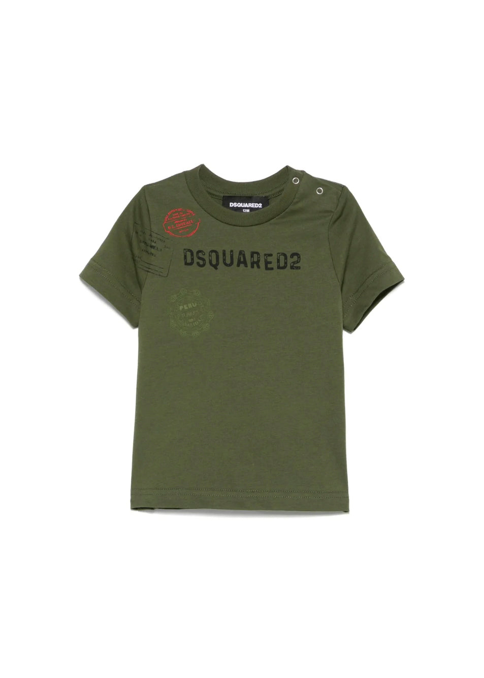 squared2 Kids T-shirt Verde con Stampa Logo per Neonati