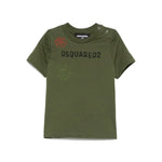 squared2 Kids T-shirt Verde con Stampa Logo per Neonati