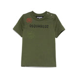 squared2 Kids T-shirt Verde con Stampa Logo per Neonati