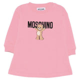 Moschino Kids Abito in Felpa Rosa con Logo per Neonate