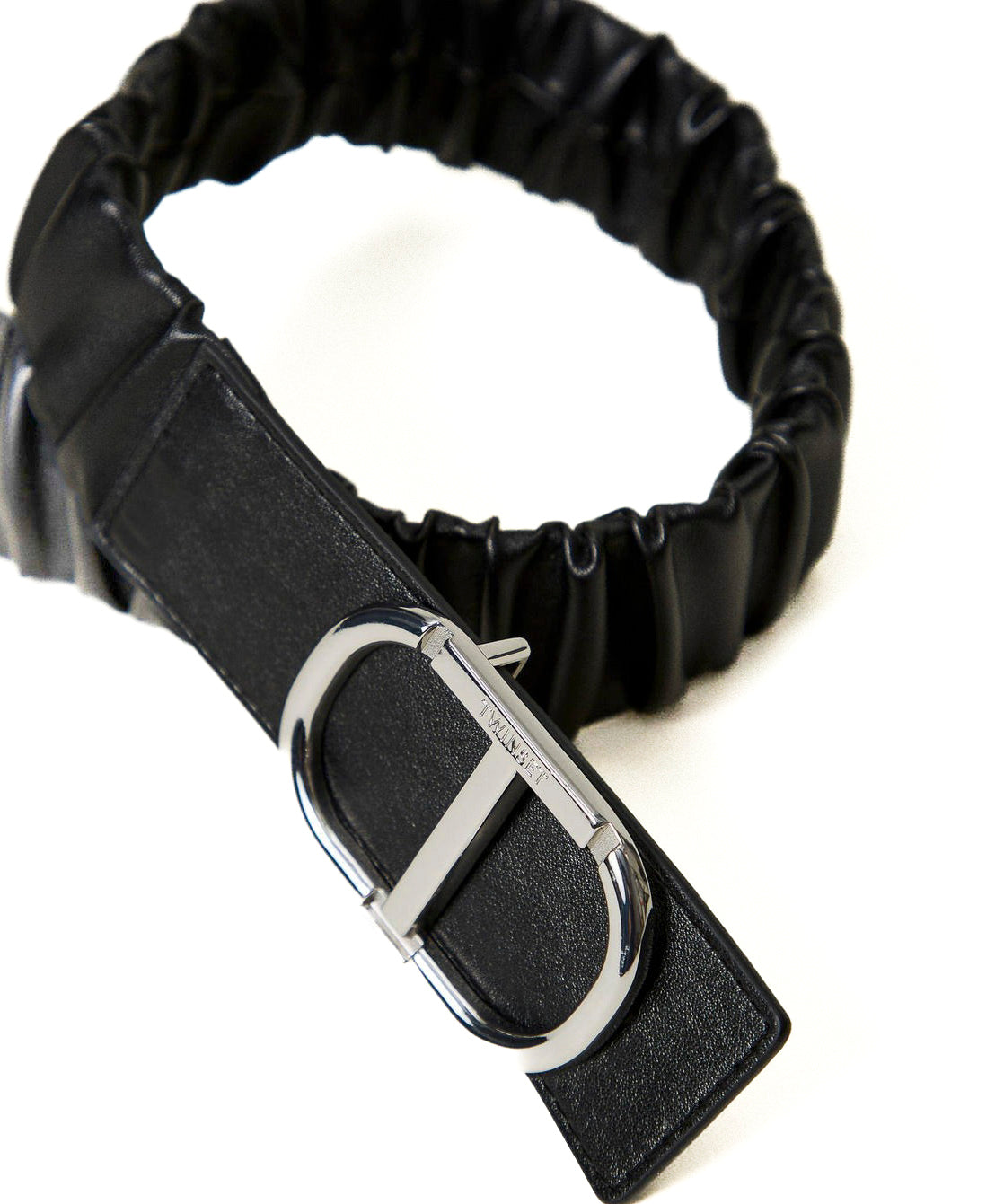 Twinset Kids Cintura Nera Arricciata con Fibbia Logata per Bambine (dettaglio)