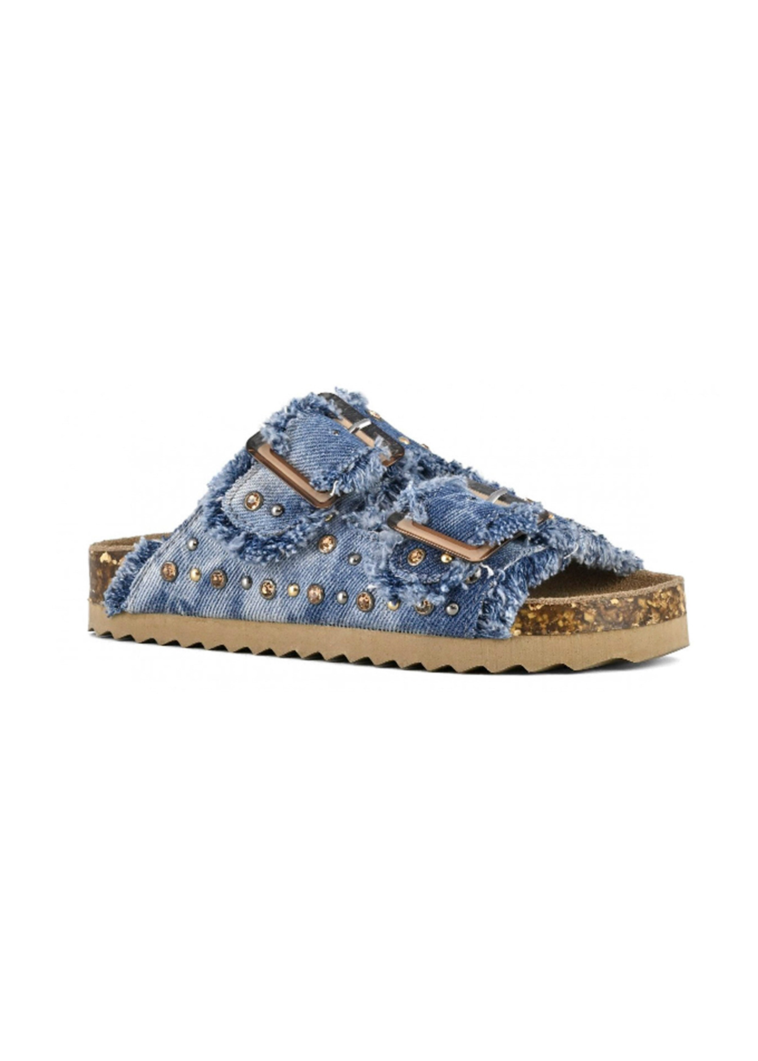 Colors of California Sandalo Doppia Fascia Denim con Strass per Bambine