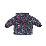 Moschino Kids Giubbino Blu con Logo Allover per Neonati