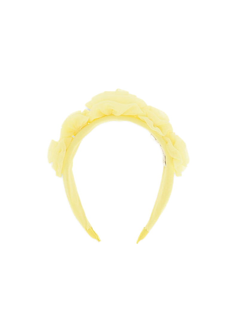 Angel's Face Cerchietto Giallo con Tulle Rosie per Bambine
