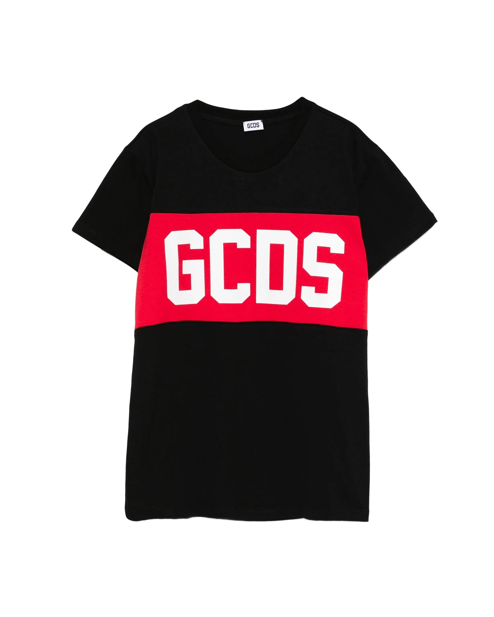 GCDS Kids T-shirt Nera con Banda Logo
