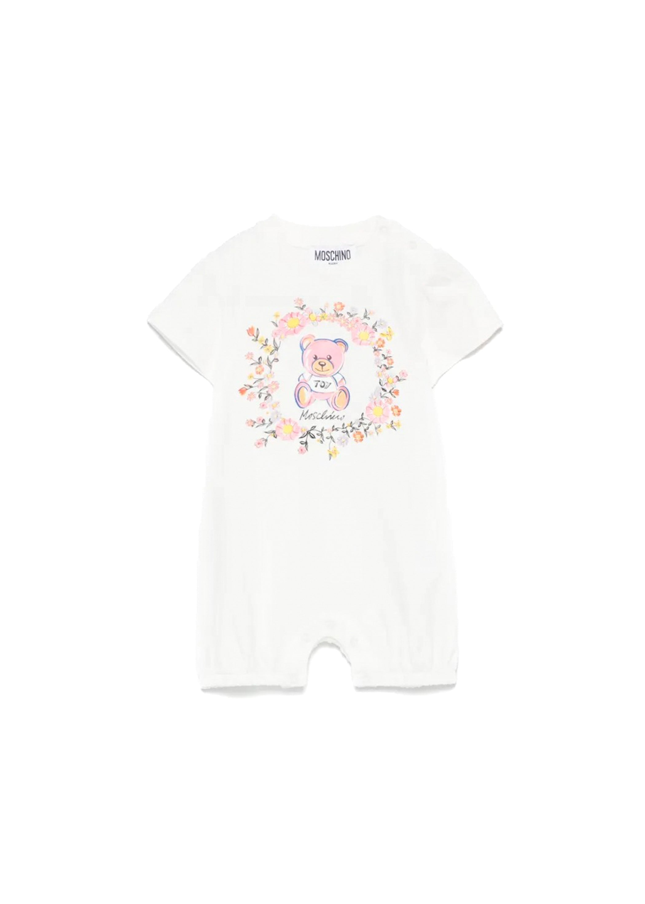 Moschino Kids Tutina Panna con Stampa con Cappellino per Neonate