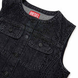 Diesel Kids Gilet Denim Nero Hotfix per Bambine (dettaglio)