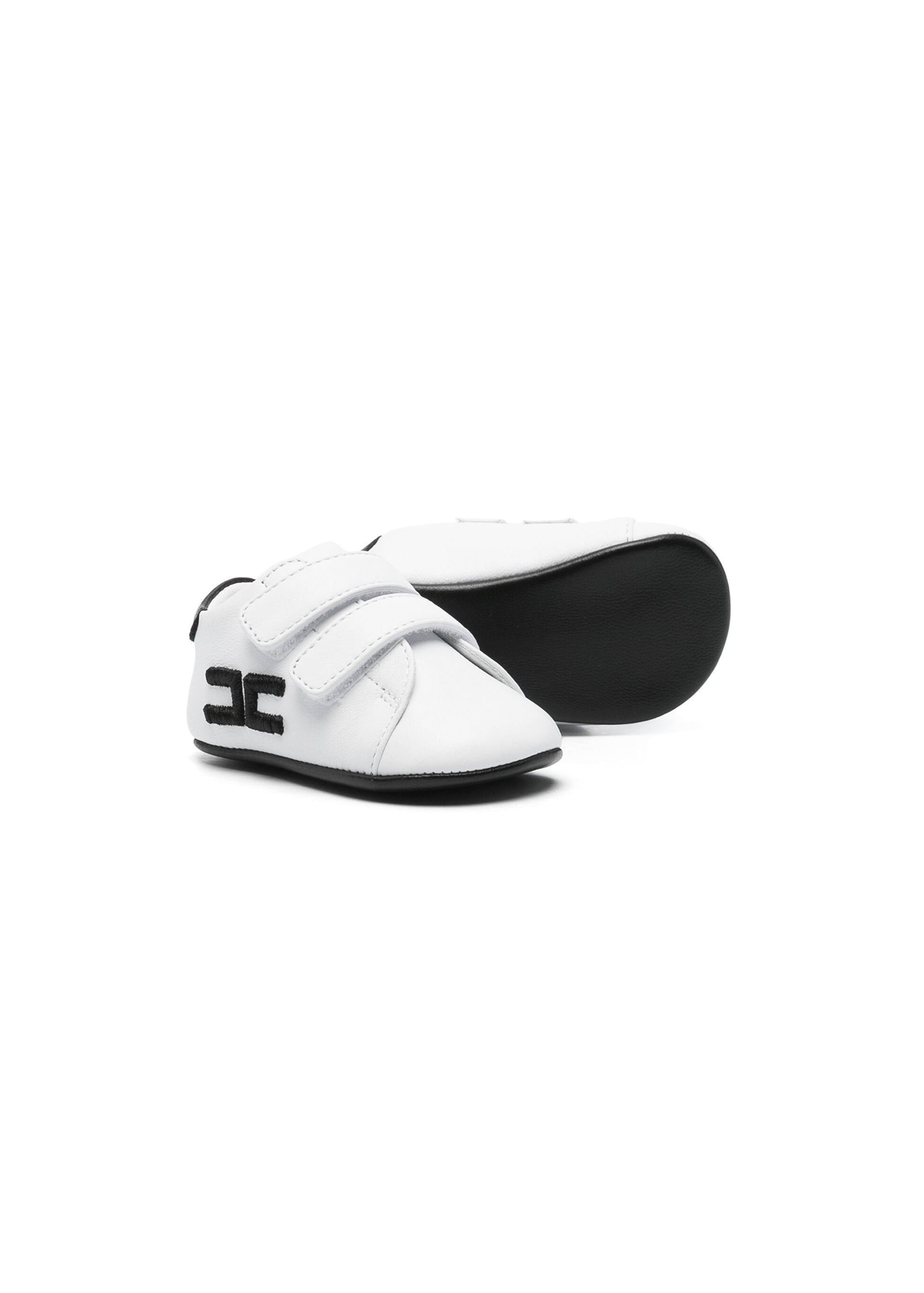 Elisabetta Franchi La Mia Bambina Scarpine Primi Passi Bianco/Nero con Logo Ricamato Florence Kids